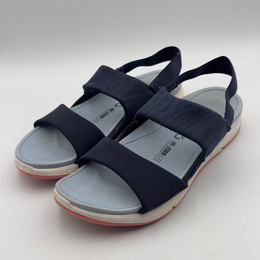 Ryka Trance Navy Blue Sport Sandals RE-ZORB LITE Women 9W Slingback Walking Shoe
